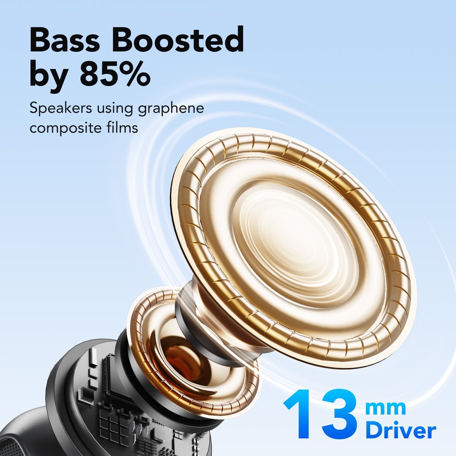 Bluetooth Headphones True Wireless Earbuds 40H Long Playback, Stereo Deep Bass, LED Display, IPX7, Lightweight in Ear Earphone, Noise Cancelling Headphones with Mic for iPhone Android, Black