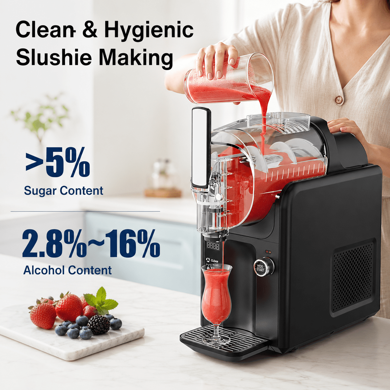Friwest Slushie Machine, 81oz 5 Preset Modes Slushy Maker,12Hour KeepChill & One Touch Self Clean for Ice Cream Juice Alcoholic Margarita Slush